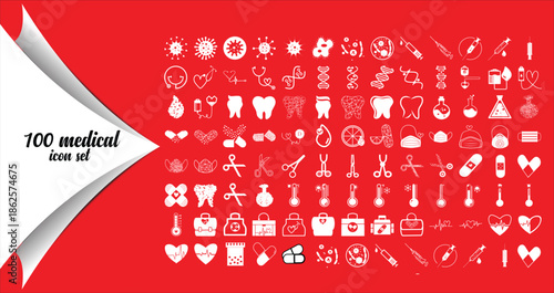 Comprehensive Collection of 100 Medical and Healthcare Line Icons
