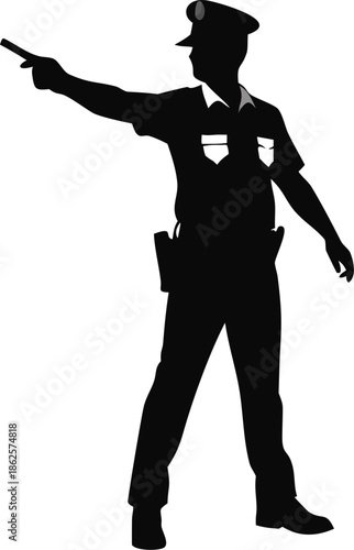 Silhouette Of A Police Officer Directing Traffic