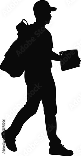 Silhouette Of A Delivery Driver Carrying A Package