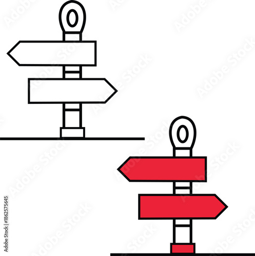 directional signs on poles with arrows pointing right