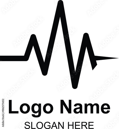 ecg heart rate monitor logo template with slogan