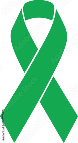 Green awareness ribbon symbol for support and awareness campaigns