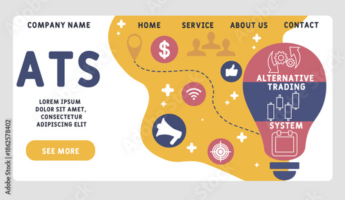 ATS - Alternative trading system  acronym. business concept background. vector illustration concept with keywords and icons. lettering illustration with icons for web banner, flyer, landing	