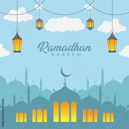 marhaban ya ramadhan illustrations sosial media post design