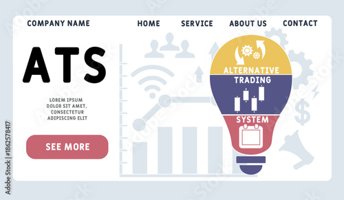 ATS - Alternative trading system  acronym. business concept background. vector illustration concept with keywords and icons. lettering illustration with icons for web banner, flyer, landing	