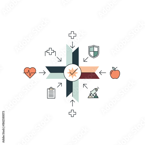 Health and Wellness Concept Infographic with Icons.