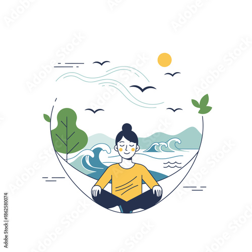 Person Meditating Calmly in Lotus Pose.