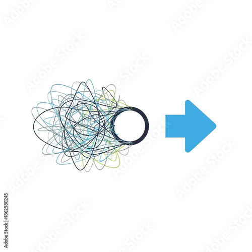 Abstract concept of order emerging from chaos with a clear direction.