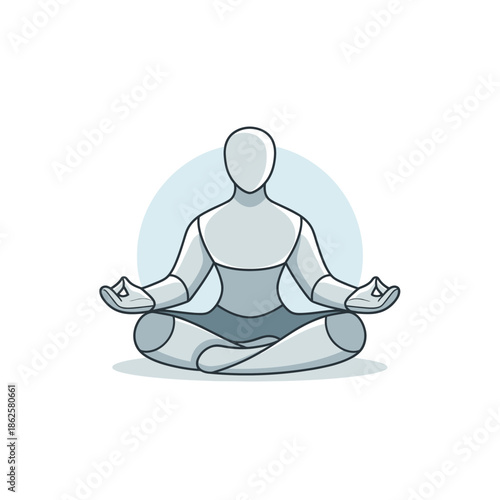 Robot meditating in lotus position for inner peace.