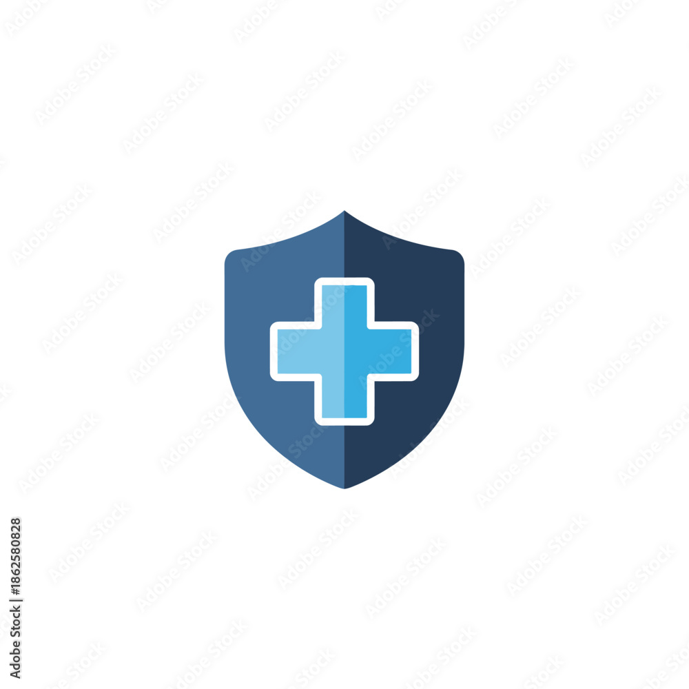 Fototapeta premium Blue Shield with Medical Cross Symbol.