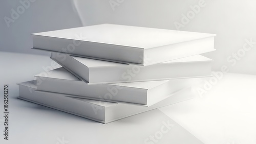 Dynamic Stack of Blank Paperback Books Mockup Template, Modern Cover Design Presentation, Perspective View