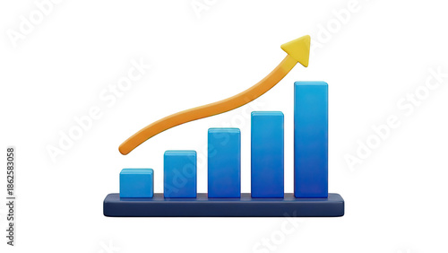 Free Download 3D Bar Chart with Upward Trend Arrow - GFXLoad