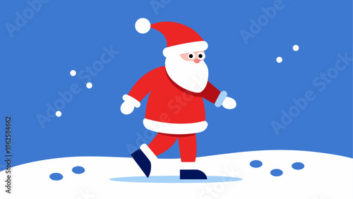 Vector illustration of Santa Claus ice skating