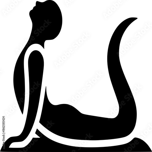 Yoga Pose Silhouette: A minimalist black silhouette of a person in a yoga pose, embodying serenity and wellness through a moment of mindful practice and physical balance.