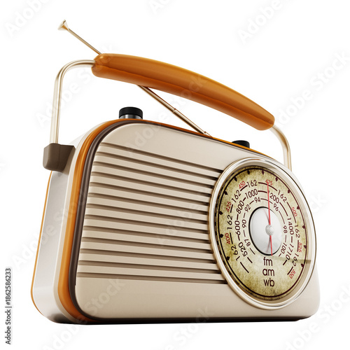 Slika na platnu Vintage radio on transparent background. 3D illustration