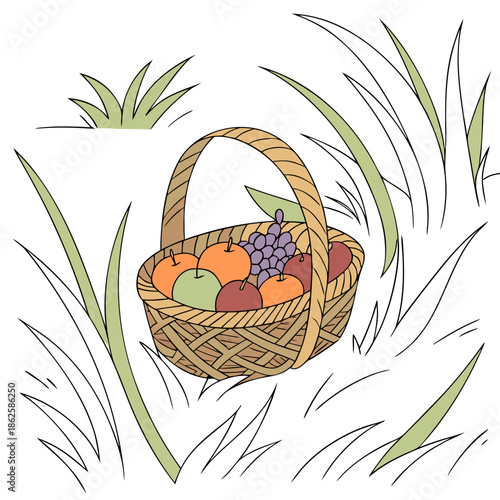 basket with easter eggs