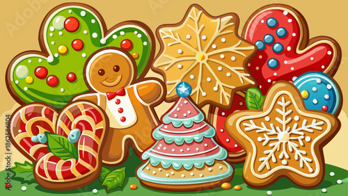 Festive assortment of christmas cookies