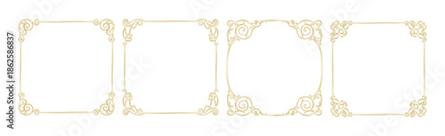 Set of vintage frames in sketch style, Whimsical hand drawn ornamental badge and borders, Antique ornate elegant decorative elements vector illustration