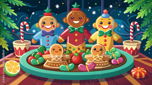 Festive gingerbread men christmas display