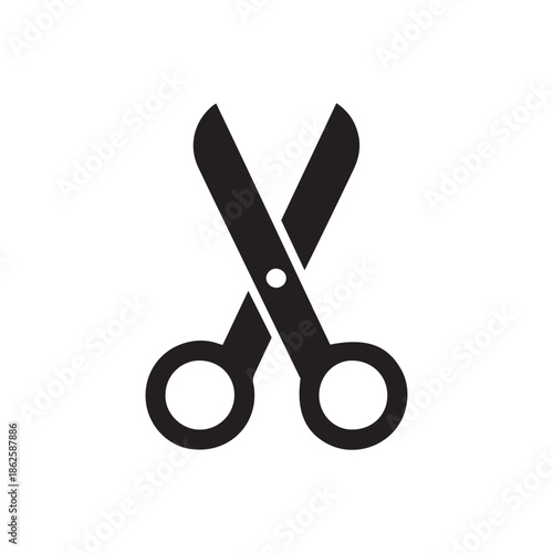 Minimalist black icon of a scissor
