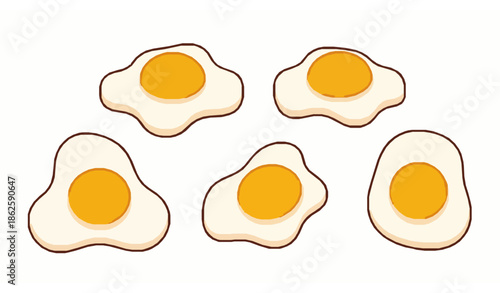 Cute cartoon fried egg characters vector collection for breakfast food icons