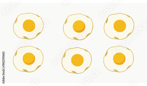Minimal fried eggs vector illustration set with clean modern breakfast food design