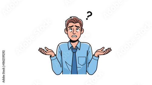 Man confused puzzled shrugging unsure.
