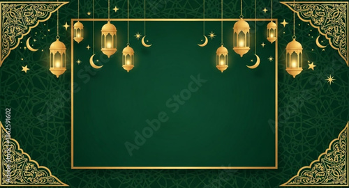 Lantern on green background 