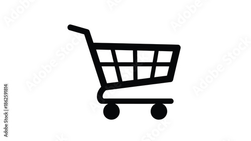 A simple black shopping cart graphic illustration minimalistic design silhouette