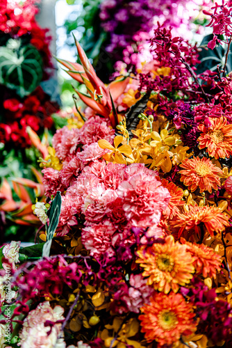 Beautiful flowers decorations, flower background, backdrop wedding decoration, rose pattern, colorful background, bunch of flowers.