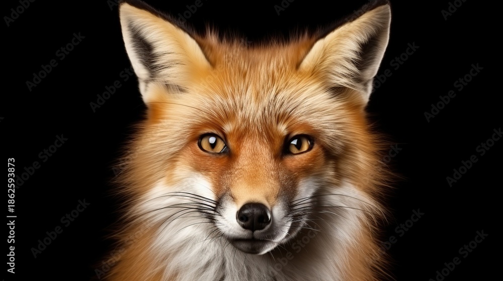 Fototapeta premium Close-up Portrait of a Vigilant Red Fox with Bright Orange Fur and White Muzzle