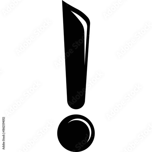 Exclamation mark symbol for emphasis and alerts, flat vector icon
