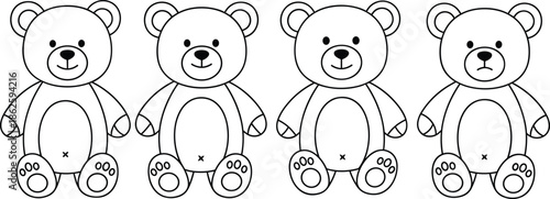 Cartoon teddy bear illustration, cute plush characters, visual pattern activity, emotional expressions, toy design, children’s graphic, playful artwork