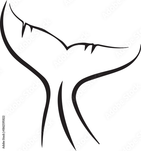 Oceanic Grace: A sleek, minimalistic illustration of a whale tail, a symbol of freedom, movement, and the vast underwater world. 