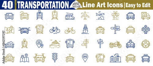 Transportation line art icons easy to edit modern outline vector collection for graphic design Vector Illustration.