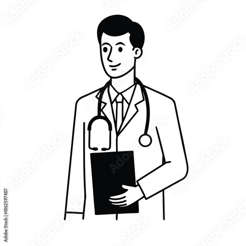 Doctor silhouette collection. Medical officer silhouette vector illustration isolated on a white background.