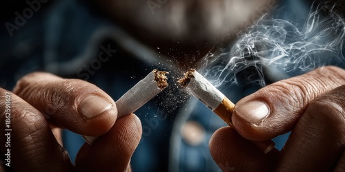 Breaking the habit of smoking, a moment of determination captured during a sunny afternoon in a quiet room