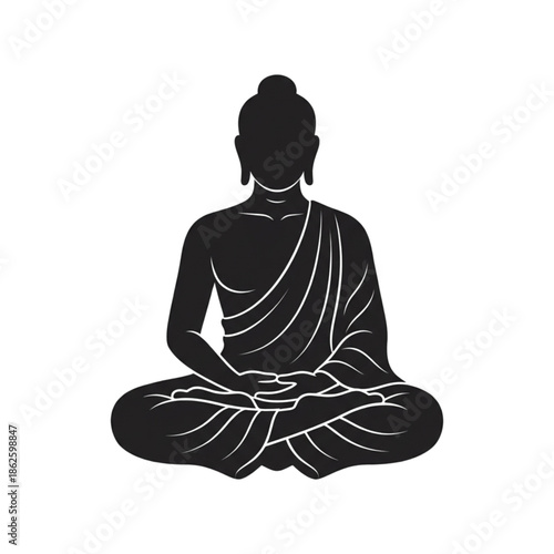 Minimalist Meditating Buddha Silhouette Illustration for Zen, Mindfulness, and Spiritual Peace
