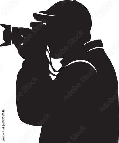 Photographer silhouette vector black on a white background