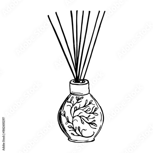 Home incense, aroma sticks. Aromatherapy. Vector illustration. Outline aroma diffuser vector icon for web design isolated on white background.