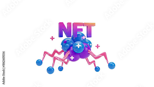 3D NFT Abstract Character with Plus Signs