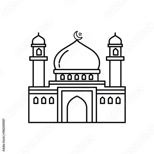 Ramadan mubarak mosque illustration for holy islamic festival of fasting and prayer