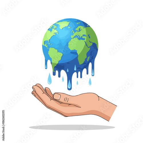 Melting Earth Held in Hand, Global Warming Concept, Climate Change