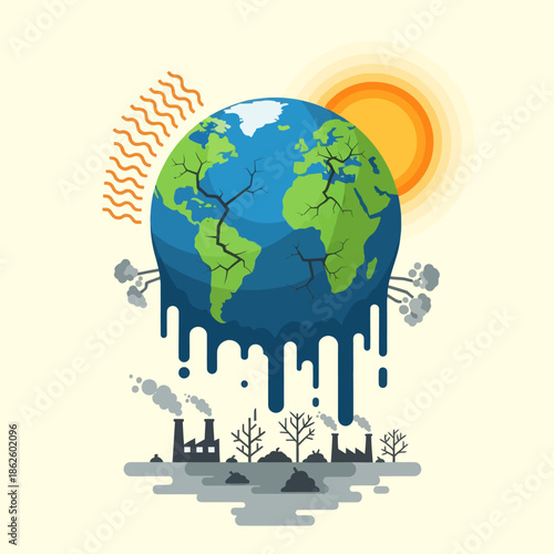 Melting Earth Planet Global Warming Climate Change Pollution