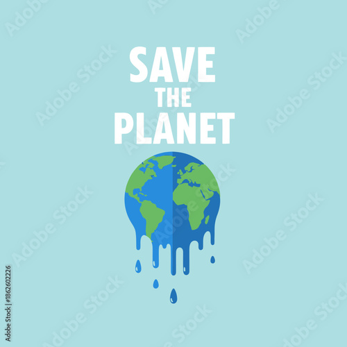 Save the Planet: Melting Earth Globe Symbolizing Climate Change and Global Warming