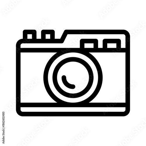 retro camera line icon