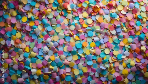 Top View Colorful Party Confetti Background With Festive Celebration Texture And Bright Energy