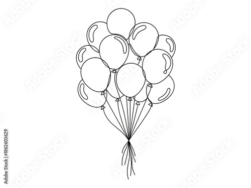 Bunch of colorful balloons tied together in a festive bunch