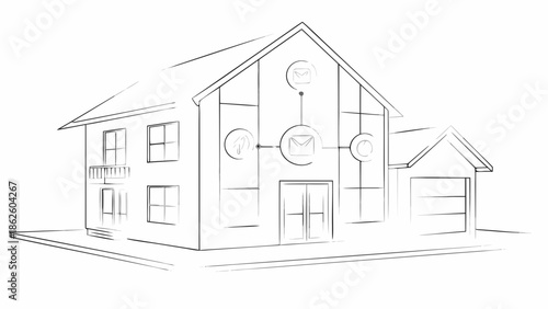 Smart home concept illustration with automated features flat vector design for modern house