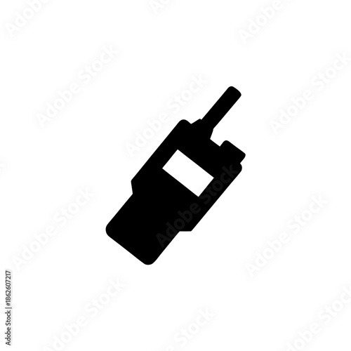 Black silhouette of a walkie talkie on transparent background silhouette two way radio communication device electronics icon symbol transceiver handheld portable wireless talk listen transmit